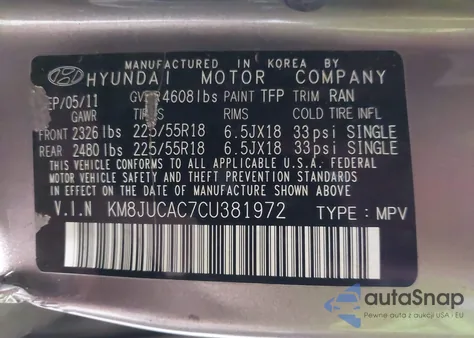 2012 Hyundai Tucson Limited from USA, damaged, VIN KM8JUCAC7CU381972